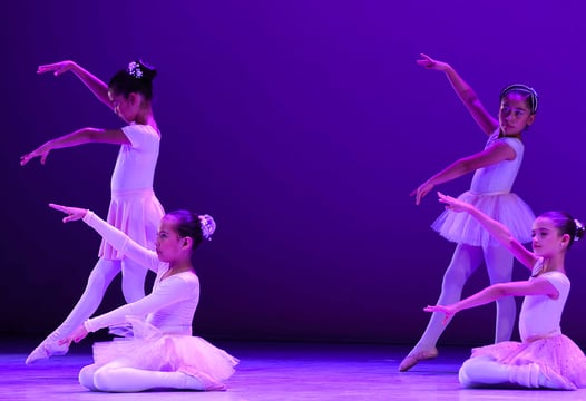 Grupo de niñas que hacen parte del programa de Ballet bailando